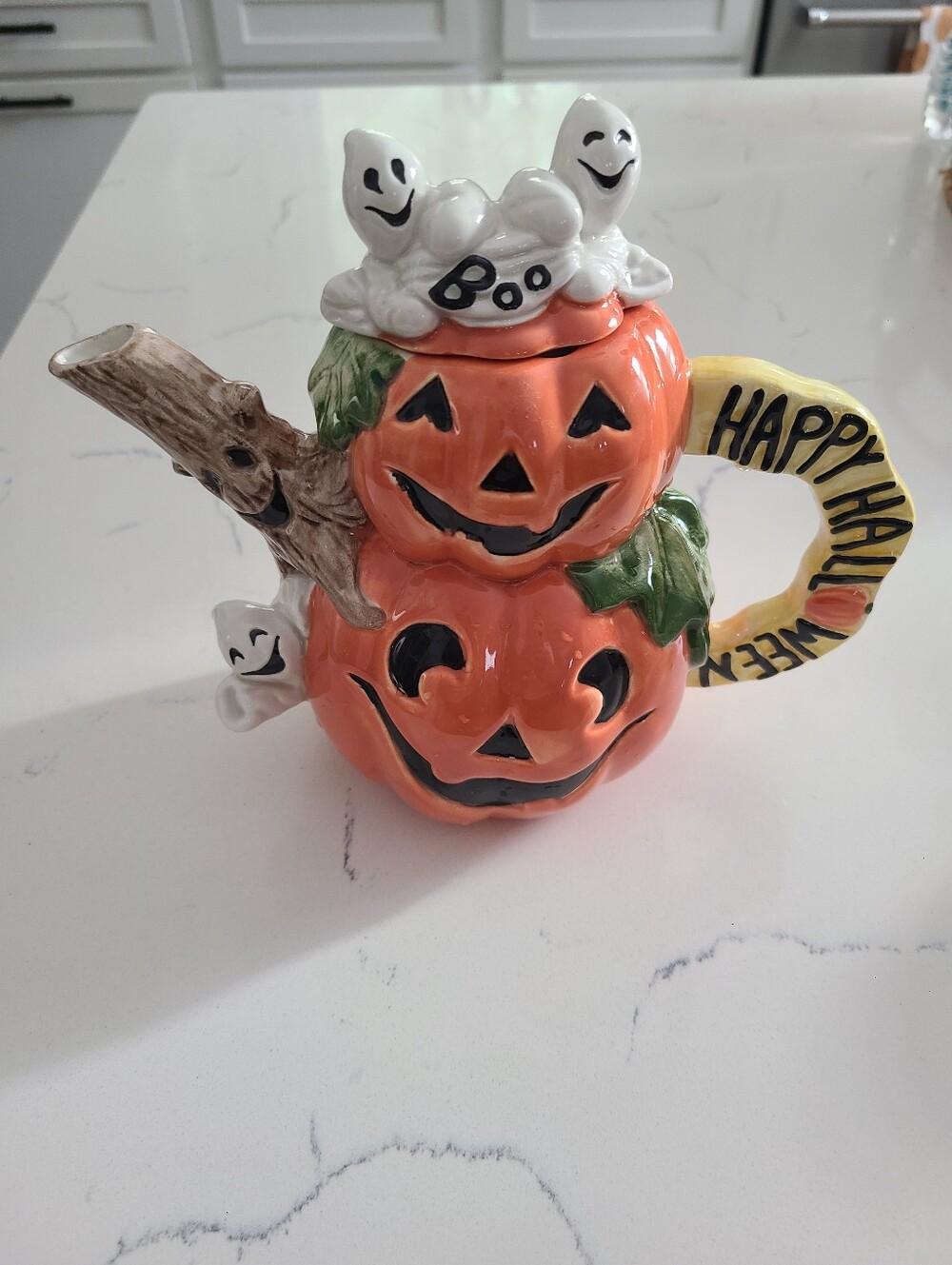 Fitz And Floyd Omnibus Vintage Stacked Jack O Lantern Tea Pot